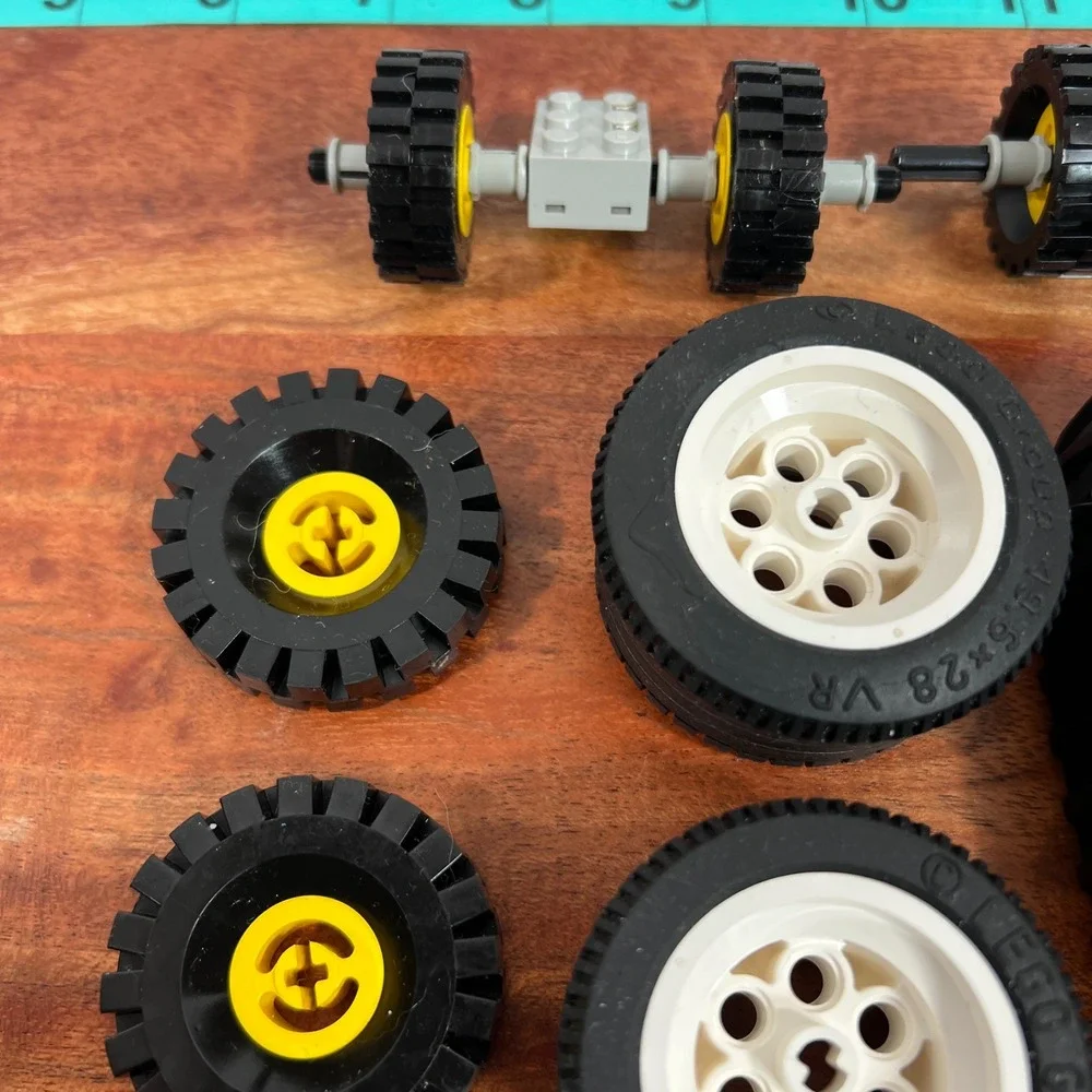 LEGO Technic Wheels Tires and Treads Mixed Lot Black White Yellow Axles H